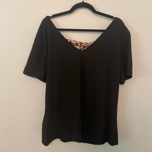 Shein black top with leopard bow